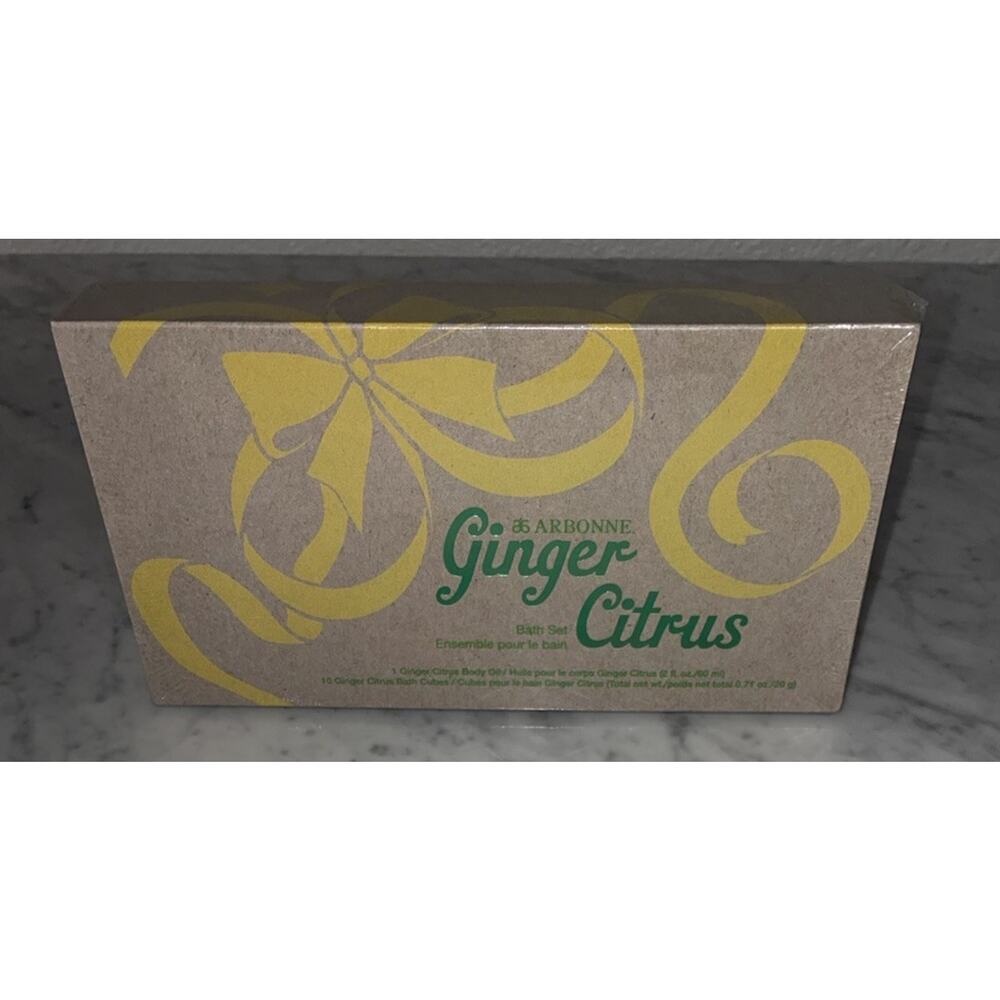 ARBONNE Ginger & Citrus Bath Set Body Oil Bath Cubes NEW